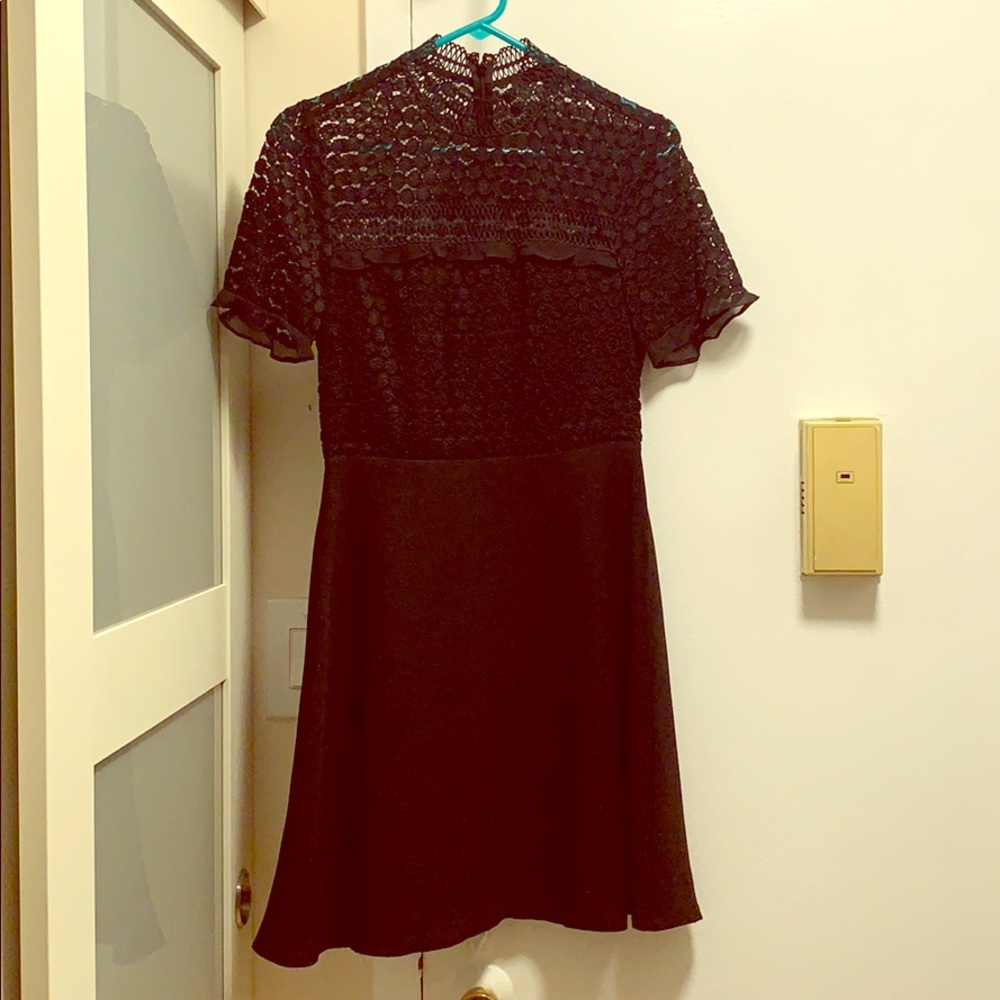 Cynthia Steffe short sleeved black dress with lace